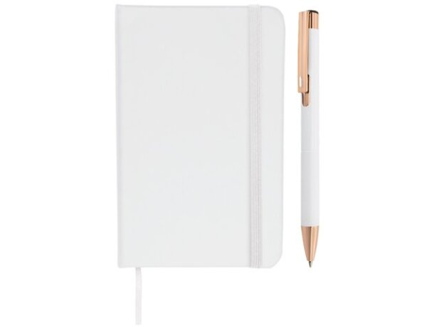 Set cuaderno A6 y bolígrafo Zadie personalizable corporativo Blanco detalle 5