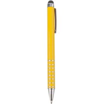 Bolígrafo de aluminio con aros decorativos y puntero personalizado amarillo