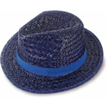 Sombrero de paja ala corta personalizado azul