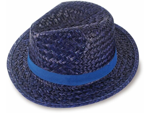 Sombrero de paja ala corta personalizado azul