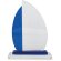 Trofeo vela de cristal azul y blanco detalle 1