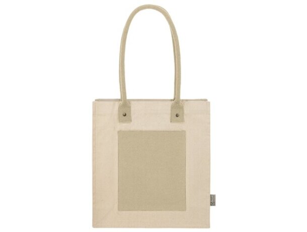 Bolsa algodón canvas reciclado Surat con doble bolsillo Beige detalle 1