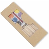 Estuche de cartón con acuarelas y lápices de colores personalizado Estuche de cartón con acuarelas y lápices de colores personalizado