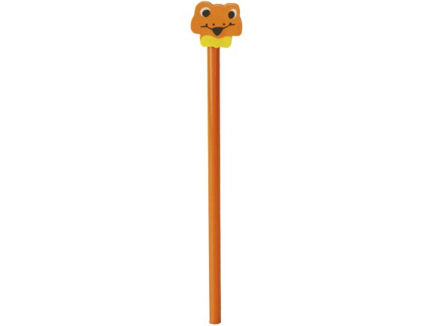 Lápiz de madera naranja con ranita personalizado