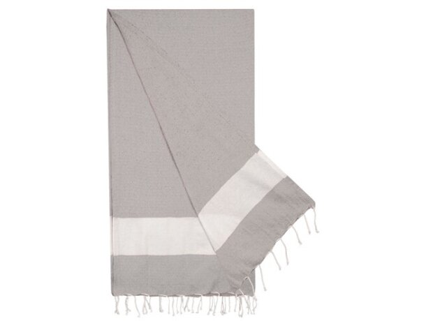 Toalla pareo Porto Principe algodón reciclado con fleco Gris detalle 3