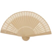 Abanico calado con 30 varillas en madera natural