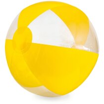 Balón de playa de rayas color y transparente amarillo barata
