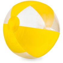 Balón de playa de rayas color y transparente amarillo