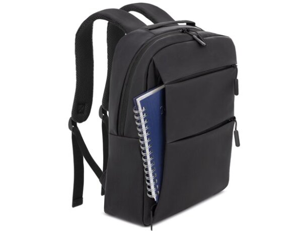 Mochila portaordenador soft-touch Davis PU resistente al agua Negro detalle 5