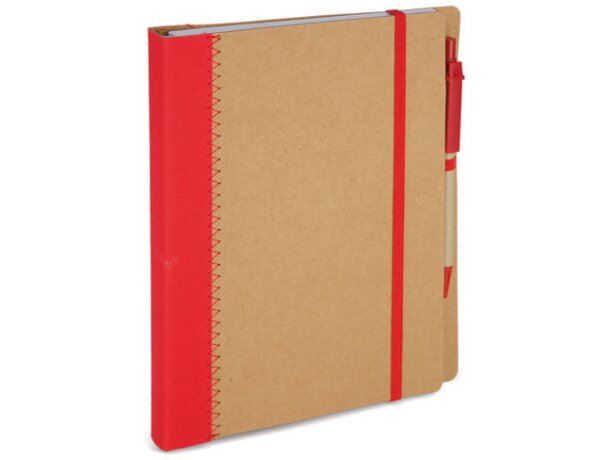 Libreta tamaño a5 con bolígrafo y banda elástica rojo