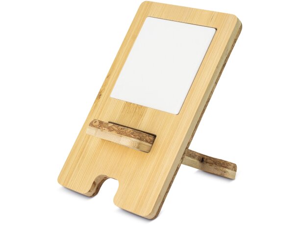 Soporte móvil bambú corcho con cerámica sublimable detalle 1