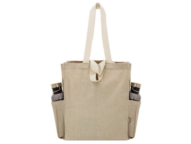 Bolsa algodón reciclado Olaya con doble asa y bolsillos detalle 11