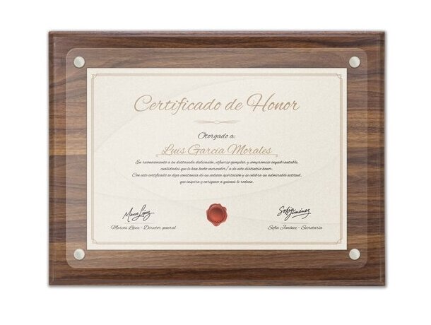 Marco de madera para diploma A4 Excelencia detalle 5