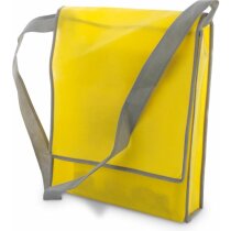 Bolsa bandolera amplia con ribetes en color amarilla grabado Bolsa bandolera amplia con ribetes en color amarilla grabado