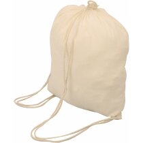 Bolsa mochila de algodón de color crudo crudo con logo