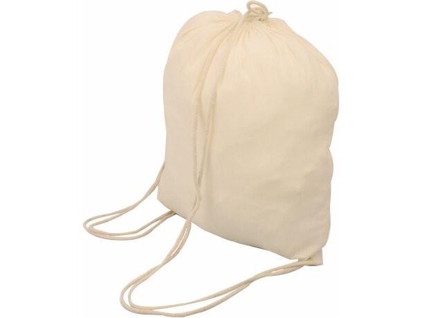 Bolsa mochila de algodón de color crudo crudo con logo