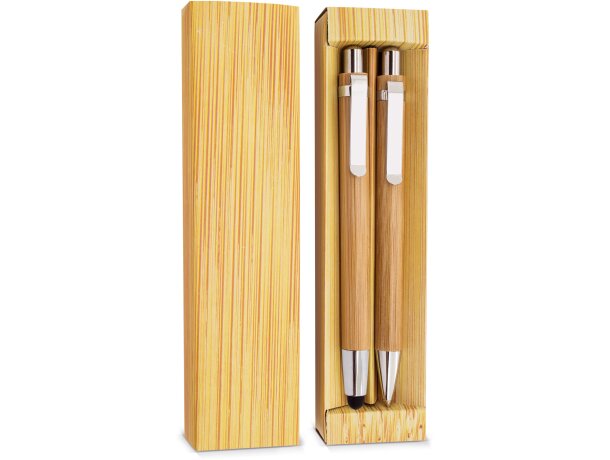 Set Boligrafo Y Portaminas Bambu Elastico personalizada