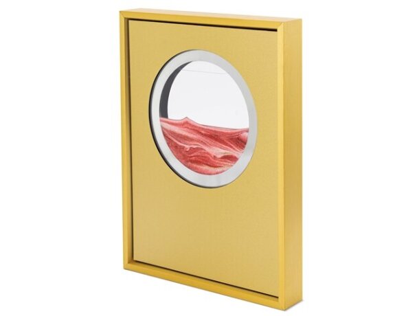 Trofeo Victum con marco metálico y arena en movimiento Oro detalle 1