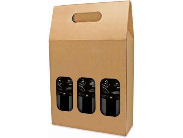 Caja carton ventana 3 botellas Treviso