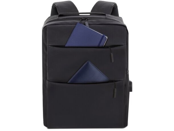 Mochila portaordenador soft-touch Davis PU resistente al agua Negro detalle 10