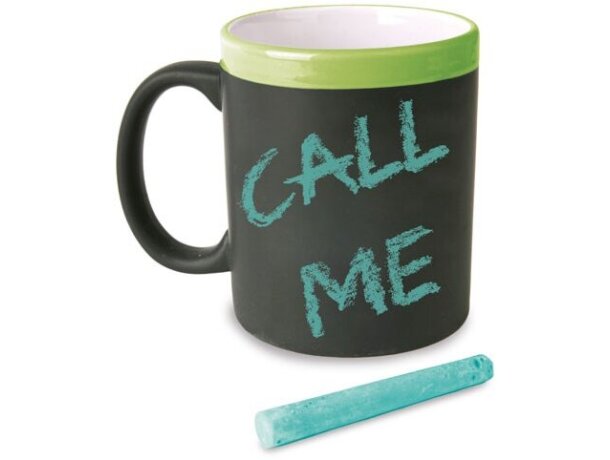 Mug de cerámica pizarra Tizal 320ml con tiza incluida Pistacho detalle 2