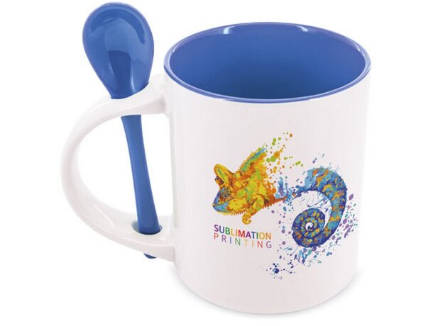 Mug sublimacion redonda con cuchara Neiva azul