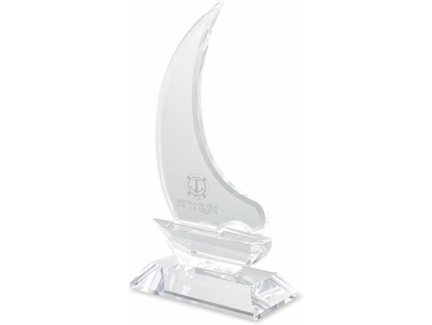 Trofeo de cristal en forma de barco para grabar personalizado