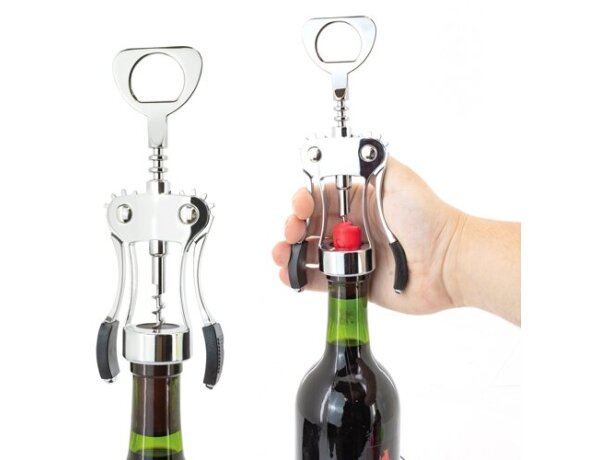 Set de vino Piamonte con abridor y vertedor en acero inoxidable detalle 2