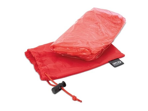 Poncho plegable Bross con bolsa rPET para campañas corporativas Rojo detalle 24