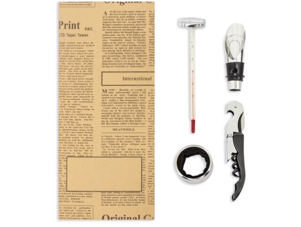 Set de vino Riva con sacacorchos y termómetro en estuche detalle 6