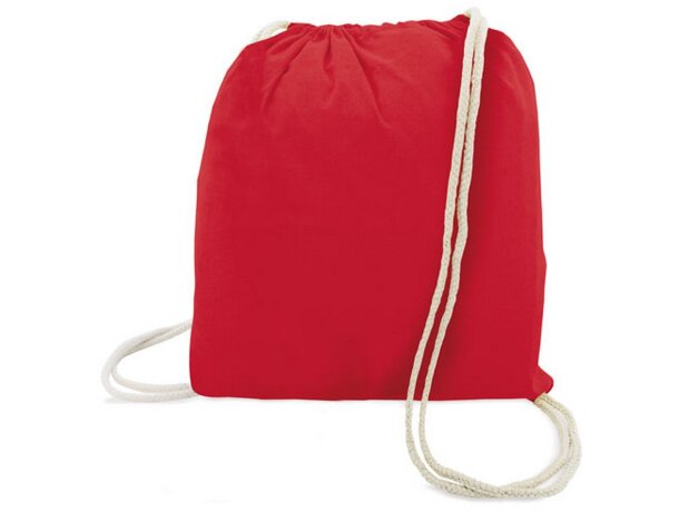 Bolsa mochila blanca algodon rojo