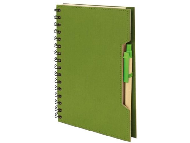 Cuaderno A5 anillas cartón reciclado y RPET Green Life con bolígrafo Verde detalle 12