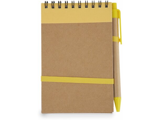 Bloc de notas con bolígrafo freciclado amarilla