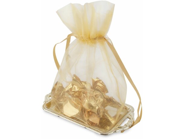 Bandeja con bolsa organza or personalizado oro