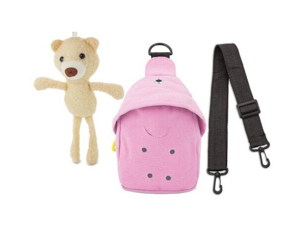 Bandolera Osito Tibby de poliéster para niños con grabación Rosa detalle 4