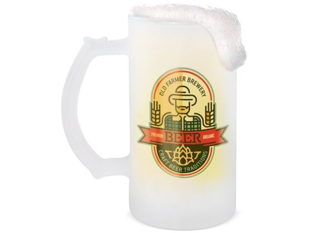 Jarra de cristal mate Birra con asa ergonómica y relieve detalle 3