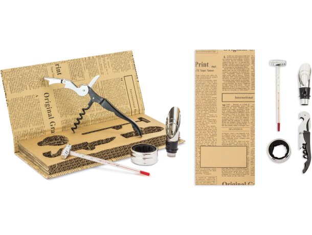 Set de vino Riva con sacacorchos y termómetro en estuche detalle 1