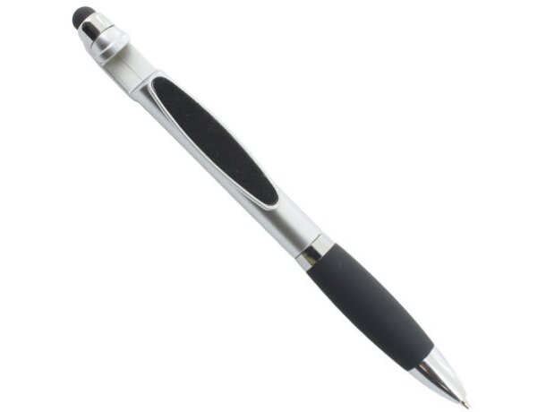 Bolígrafo con varias funciones y soporte móvil plata