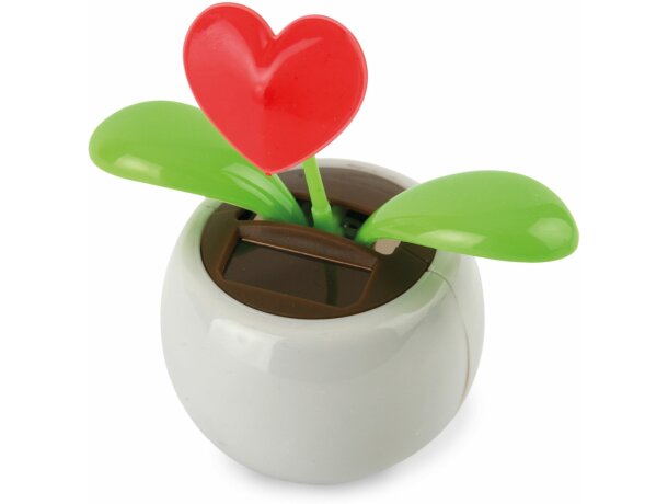 Maceta eco solar con flor corazón personalizada Maceta eco solar con flor corazón personalizada