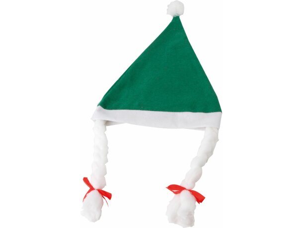 Gorro de navidad con trenzas Mamá Noel barato verde