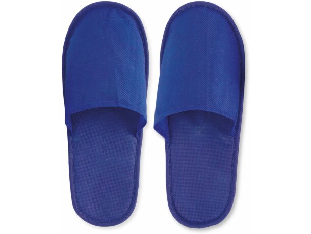 Zapatillas de hotel de non woben azul personalizado
