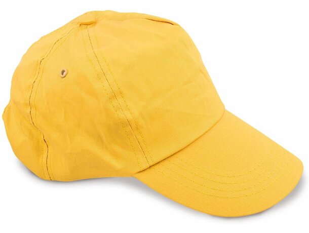 Gorra con ojetes de metal y 5 paneles amarilla