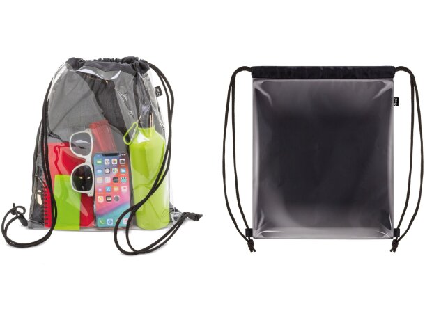 Mochila PVC RPET Concert Festival para eventos sostenibles Negro detalle 3