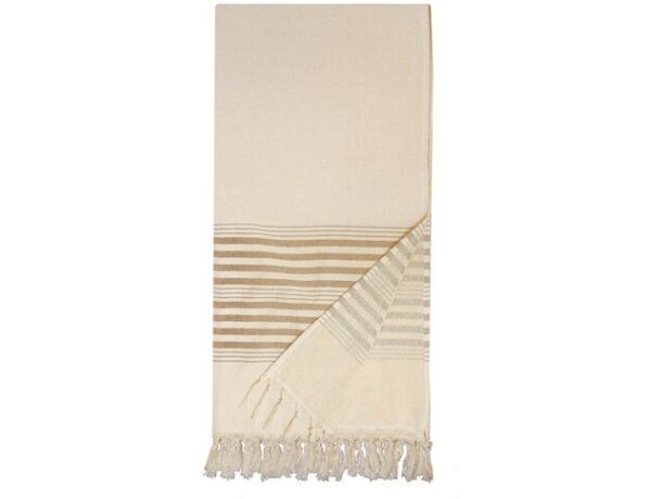 Toalla pareo Cala Galdana con algodón reciclado y orgánico Camel detalle 6