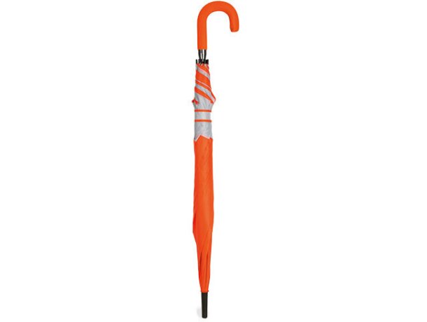 Paraguas automático con mango y detalles del mismo color naranja
