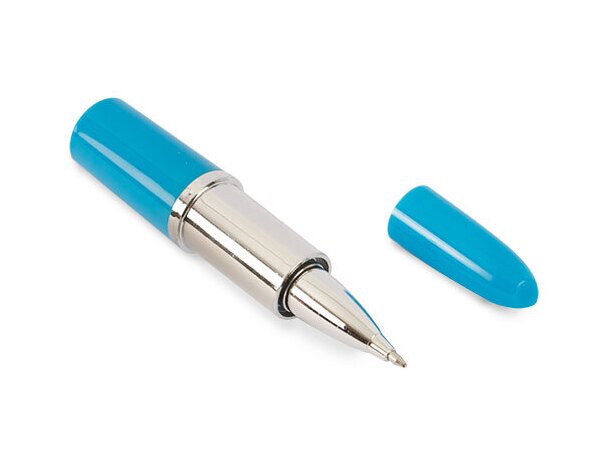 Bolígrafo con forma de pintalabios azul