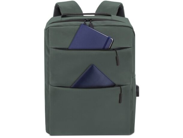 Mochila portaordenador soft-touch Davis PU resistente al agua Verde detalle 14