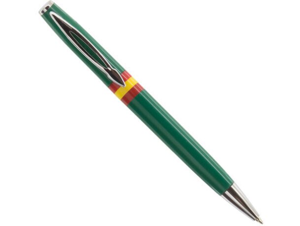Bolígrafo de plástico con bandera española verde