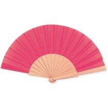 Abanico de madera y poliéster 16 varillas personalizado fucsia