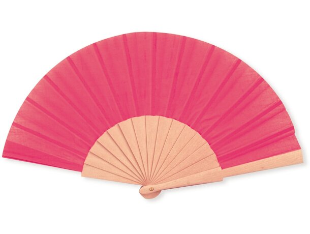 Abanico de madera y poliéster 16 varillas personalizado fucsia Abanico de madera y poliéster 16 varillas personalizado fucsia